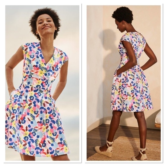 Boden Clemmie Dress Ivory, Peony Burst - Picture 1 of 11